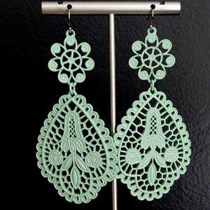Mint green metal earrings